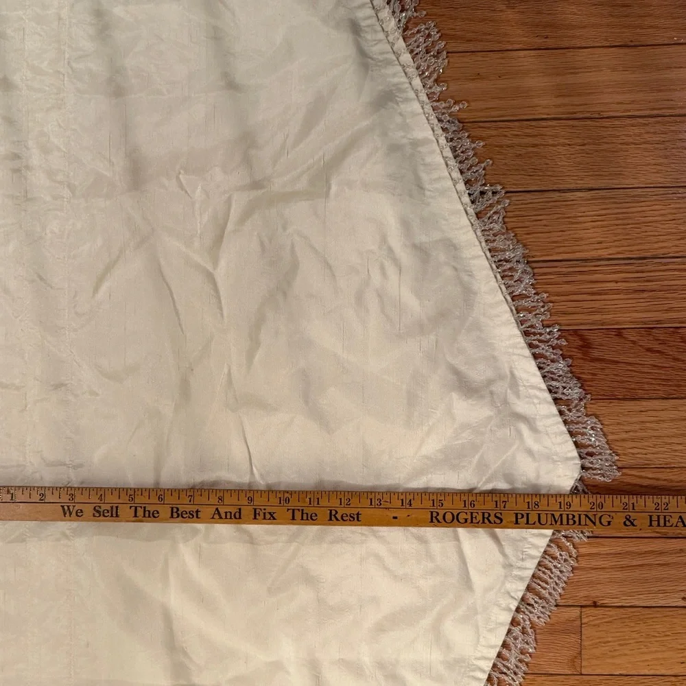 Set of 2! Crystal Beaded vintage silk blend valance cream coquette curtains